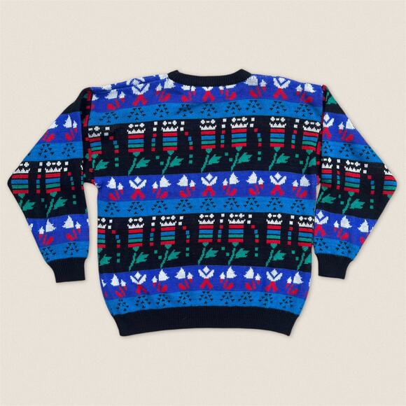 Vintage 90s Floral Tulips Funky Sweater Joan Harper - Plus Size 38 / 18 W - Picture 2 of 5